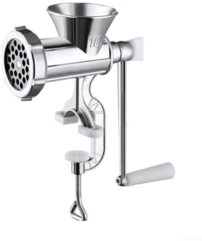 Lawnoval Manual Meat Grinder Cranked Sausage Stuffer Metal Kitchen Tool for Food Processing Garlic Minced Meat Chili Hand Operated(L)