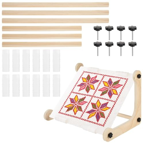 Cross Stitch Scroll Frame, Adjustable Needlework Hoop Stand for Tabletop or Lap Use, with 2 Rod Sizes, Ideal for Sewing Kit, Arts, and Crafts