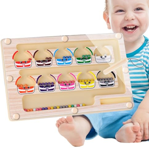 Laberinto magnético de colores y números – Tablero, juguete de aprendizaje educativo creativo | Ideal Kids Desarrollo de habilidades motoras finas, práctica de conteo, actividad temprana, juego en cas