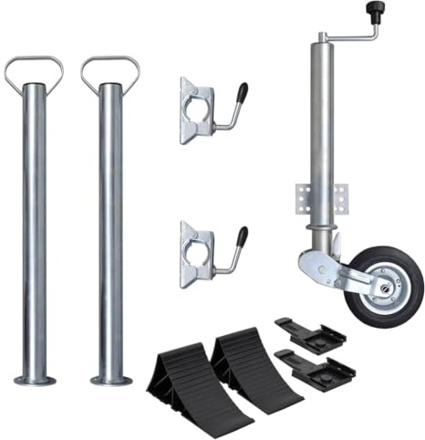 Nqyjm Rueda de apoyo plegable de 60 mm con 2 tubos de apoyo y 2 abrazaderas