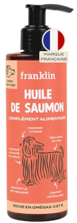 FRANKLIN – Huile de Saumon pour Chien - Riche en Oméga 3 et 6 – 250 ML