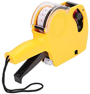 Hiraith Manual Labeling Machine 8 Digit Price Tag Guns Price Labeler Marking Tool Portable 1 Line Label Maker with Ink Cartridge for Clothing Toys Luggage 21 X 12mm Labels (Yellow)