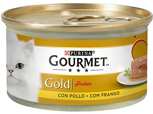 GOURMET Gold Fondant, Comida Húmeda para Gato Adulto, Mousse de Pollo con Salsa, Pack de 24 Latas de 85 g