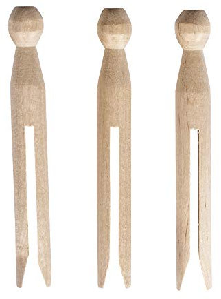 Rayher 64026505 Rundkopf-Wäscheklammern Holz, 11 cm lang, Beutel 10 Stück, Sturmklammern, Rundkopfklammern zum Stecken, Holz-Wäscheklammern