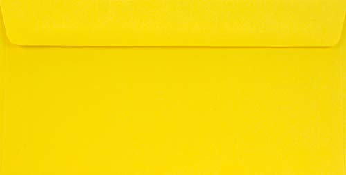 Netuno 25 Briefumschläge Gelb DIN Lang 110x 220 mm 90g Burano Giallo Zolfo Papier Umschläge DL ohne Fenster für Grußkarten Einladungs-Karten Hochzeitskarten Geburtstagskarten Briefkuverts DL gelb