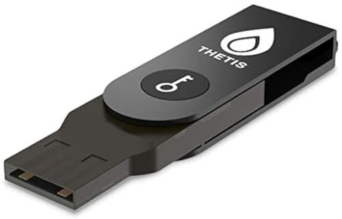 Thetis Sicherheitsschlüssel, FIDO2 USB A Zwei-Faktor-Authentifizator mit Bluetooth, mehrschichtiger Authentifizierungsschutz, HOTP U2F, kompatibel mit Windows, MacOS, Gmail, Linux, Schwarz