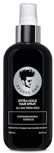 Avenue Man Hair Spray for Men - Premium Mens Hairspray Extra Hold - Frizz Control, Humidity Resistant & Paraben-Free Extra Strong Hold Hairspray for Men - Non-Aerosol Formula - All Hair Types (8.5 oz)