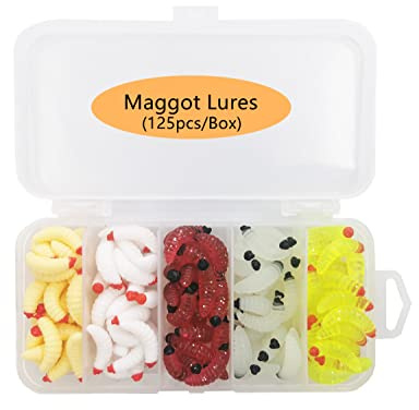 50Pcs 1Inch Silicone Soft Maggot Worm Soft Artificial Bread Worm Fishing Lure (Multicolor(125pcs))
