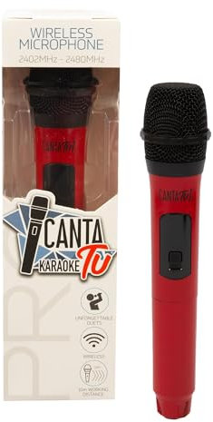 CANTA TU KARAOKE Micrófono inalámbrico Pro 2023, micrófono de Karaoke inalámbrico, frecuencia 2402 MHz-2480 MHz, 4 Colores Disponibles, Compatible Pro 2023, Ideal para duetos, Rojo
