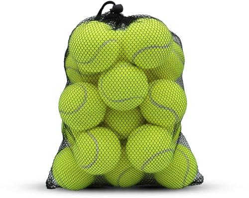 SHYUJAJIE Tennis Balls, 20 Pack Training Tennis Balls,High Elasticity Practice Tennis for Beginner, Exercise Playing Balls for Pet Dog (Yellow)