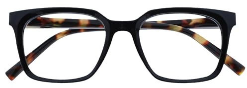 OPULIZE KOI Lesebrille - Große Rechteckige Brillenfassung - Schwarz - Sehhilfe für Damen, Herren - Federscharniere - R50-1 - +1.00
