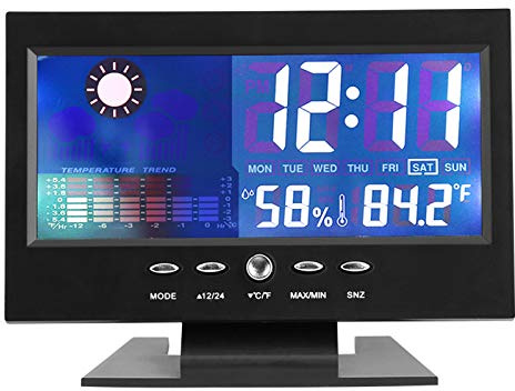 Väderstation Inomhus Utomhustermometer, Digital Vädertermometer med Atomur, Prognosstation med Kalender