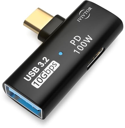 IVIVTOR OTG USB-C Splitter - Adaptador 3.2 10Gbps Tipo C a USB A con Carga Rápida De 100W - para Teléfono Tableta Portátil