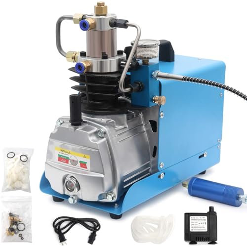 VELPAX PCP Compressor, 1.8kW 300Bar 4500Psi Manual Stop High Pressure PCP Air Rifle Compressor, Electric Air Compressor Pump for Airgun Paintball Fighting and Diving