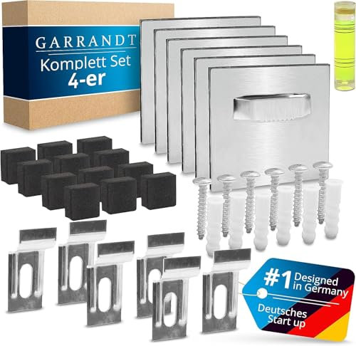 Garrandt Lot de 4 crochets de suspension pour aluminium Dibond - Colle extra forte 3M - Kit de fixation pour miroir, suspension pour photos, miroirs