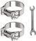 FINEASY 2 Pezzi Fascette Stringitubo Acciaio Inox Morsetti con Chiave Inclusa, Morsetto per Tubo di Scarico, Fascetta di Scarico Regolabile 52-55 mm, Antiruggine e Durevole