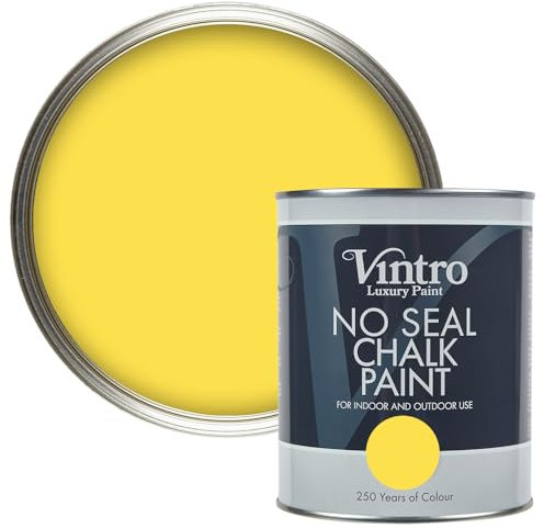Vintro Paint | No Seal Chalk Paint | Highlighter Yellow | Interior & Exterior Use | Furniture & Walls | Wood & Metal | 1 Litre