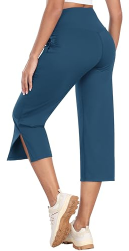 MoFiz Pantalon de randonnée 3/4 pour Femme Été Capri Pantalon de Yoga Stretch avec Poches