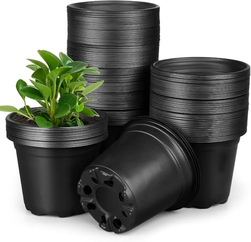 LATERN 100Pcs Plastic Flower Pots, 10CM Lightweight Plant Pots Seed Starting Planter Nursery Seedlings Pot Flower Plant Container (10cm x 8.5cm)