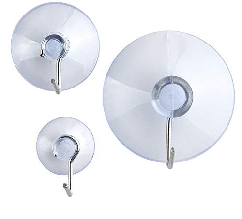 Kuuqa 30 Peices Plastik Saugnapf Sucker Pads mit Haken, 3 Größe 45 mm, 30 mm, 20 mm in einer PP Box (Transparent)