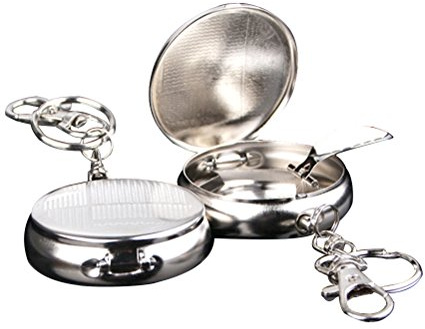 VORCOOL 2 Piece Stainless Steel Mini Circular Pocket Ashtray Keyring