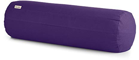 basaho Yoga Bolster | Organic Cotton | Buckwheat Hulls | Removable Washable Cover (Pure Purple)