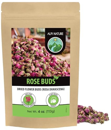 Alpi Nature Rose Tea 4 oz 113g, Dried Whole Rose Buds for Preparation of Blossom Tea and Infusions