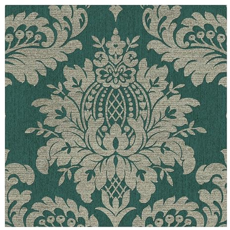 Boutique Teal & Gold Archive Damask Wallpaper | Paste The Wall | Blue Damask | Eco-Friendly