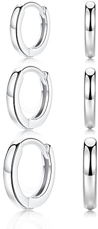 CERSLIMO Creolen Silber 925, Ohrringe Sterling Silber Creolen Set (10mm/12mm/14mm) Breite 2mm Klein Schmuck Geschenke für Damen Mädchen Herren
