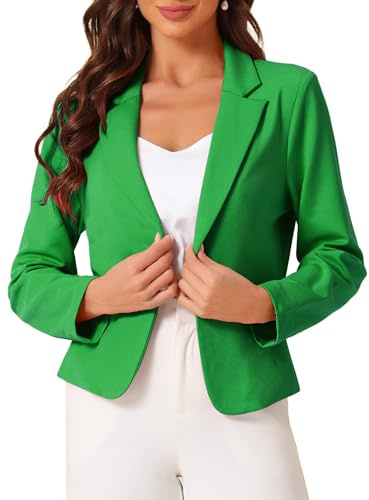 Allegra K Mujer Blazer de Negocios Frente Abierto Informal Trabajo Chaqueta de Traje Corto Pasto Verde M