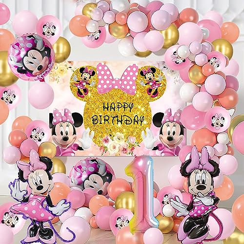 Minni Geburtstag ballon 1 Jahre, Minni Geburtstagsdeko Luftballon 1 Jahre, Minni Luftballons Geburtstag, Minni Party Supplies Dekorationen, Minni Geburtstagsdeko 1 Jahre, Geburtstagsdeko