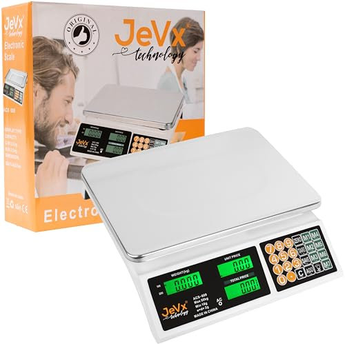 JEVX Basculas Comerciales - Balanza Digital Profesional - Bascula Digital Comercial - Bascula industrial - Balança - Balanza Comercial - ALTA PRECISION DE 1g, con Cable y Batería
