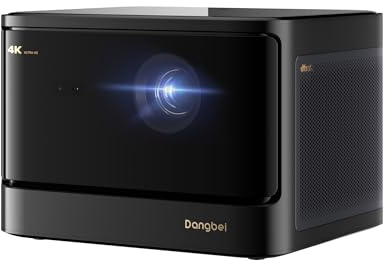 Dangbei DBOX02 Laser Projector 4K GTV, 2450 ISO Lumens, Netflix Officially Licensed, Blu-ray 3D, Home Theater Projector with WiFi and Bluetooth, HDR10+, 200-inch Picture, 2x12W DTS:, Dolby Audio