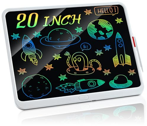 Zaubertafel Wiederaufladbar,PINKCAT 20 Zoll LCD Schreibtafel Kinder Erwachsene, mit Abschließbar Löschen-Taste, Umweltfreundlich Bunter Bildschirm, Geschenk Spielzeug Ab 3 4 5 6 7 8 Jahren