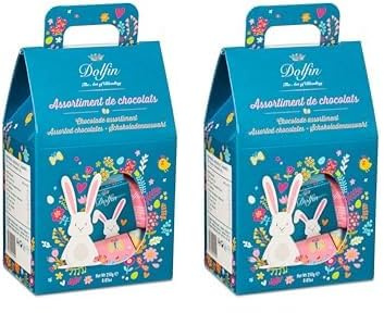 Dolfin 24 Napolitains Pâques - Oeufs- Chocolat de Qualité Supérieure - Idée Cadeau pour Anniversaire, Fêtes, Saint-Valentin, Fêtes de Fin d'Année, Pâques (Lot de 2)