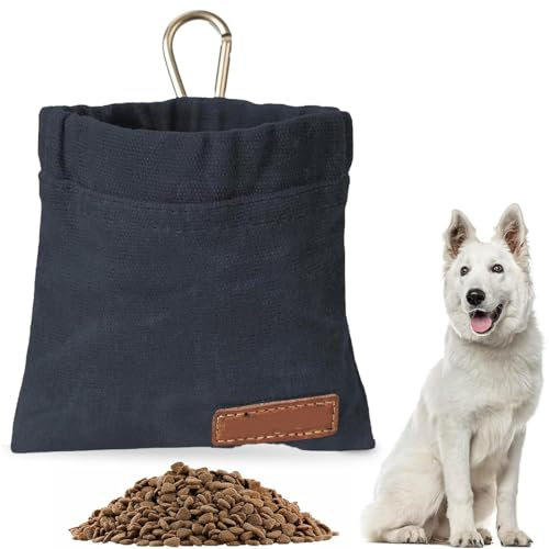 Leckerlibeutel für Hunde, Freihändige Hundeleckerlitasche mit Karabiner, Kleine Futterbeutel für das Hundetraining, Hundeleckerlitasche Automatischem Verschluss Welpen Leckerlitasche (Schwarz)