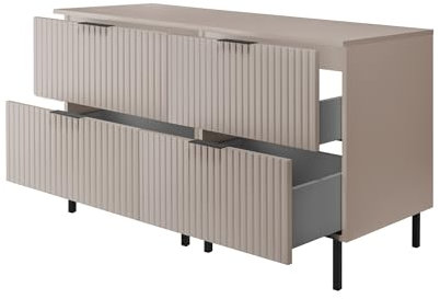 3E 3xE living.com Badezimmerschrank, Kaschmir + schwarzer Griff, 120 x 77 x 46 cm