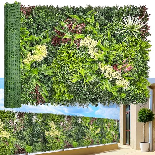 ODTORY Artificial 3D Plant Wall Panels: 40x120 UV-Anti Faux Grass Wall Backdrop Boxwood Ivy Fence Privacy Screen Fake Greenery Leaf Hedge for Outdoor,Indoor,Garden,Backyard and Home Decor