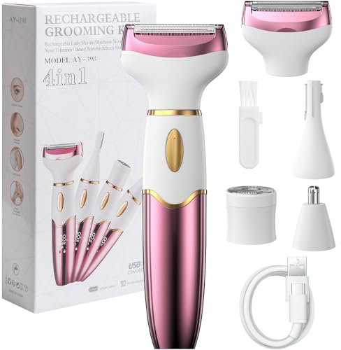 Koeutoze Rasierer Damen – 4-in-1 Intimrasierer für Frauen mit Digitalanzeige, IPX7 Wasserdicht – Damenrasierer Elektrisch für Gesicht, Beine, Achseln & Intimbereich, USB-Ladung & Schmerzfrei