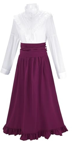 YOSUWOAI Vestido de mujer clásico de dos piezas vestido y blusa elegante traje medieval traje renacentista vestido de fiesta vintage victoriano