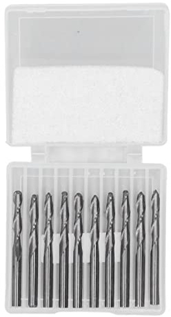 Juego de fresas de punta esférica HSS CNC, fresa de punta esférica en espiral para grabado, desbaste, madera, plástico, fibra de carbono, diámetro de vástago de 1/8 pulgadas, 10
