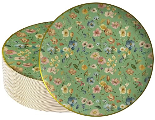 ZTDIXF 9 Inch Floral Paper Plates, 50 Pack – Elegant Pastel Flower Disposable Plates for Parties, Weddings, Birthdays, Baby Showers, Garden Theme Events