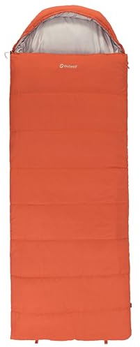 Outwell Campion Single Sleeping Bag – 3-Season Premium Rectangular Family Camping, Soft & Warm, Built-In Pillow, Comfort Hood - for Camping, Hiking, Campervan, Festivals (Campion Lux (Orange))