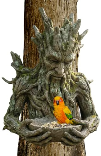 Mangeoire Extérieure pour Oiseaux | Sculpture en Résine Toutes Saisons,Station de Nourriture pour Oiseaux d'Extérieur - pour Jardin Balcon Terrasse Parc Et Attire Mésanges Rougegorges Moineaux
