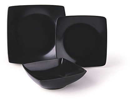 Excelsa Eclipse Servizio di Piatti 18 Pezi, Ceramica, Nero