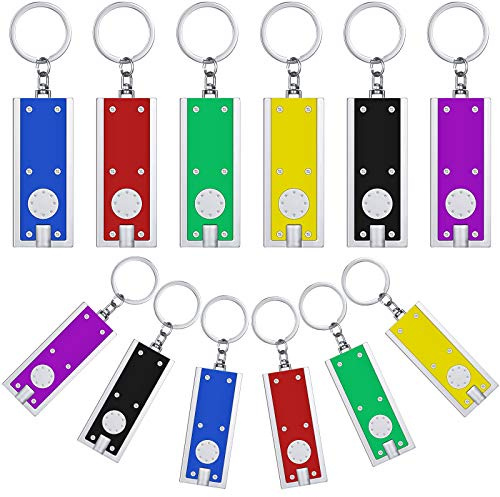 12 Pieces Mini LED Keychains Tiny Light Torch Flashlight Key Ring Dog Collar Light in Assorted Colors Portable Key Chain Flash Light for Camping Outdoor Equipment