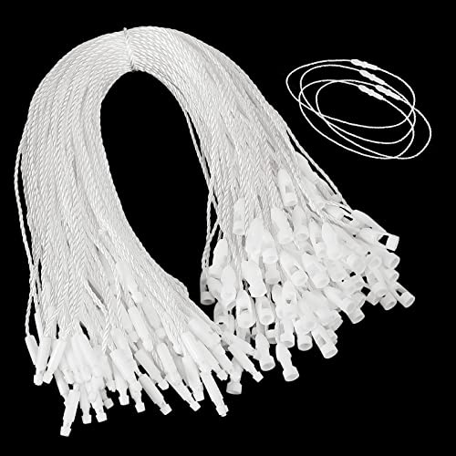 Shappy 100 Corde in Nylon per Cartellini Fili per Appendere Etichetta con Chiusura a Scatto Usa e Getta per Attaccare Etichette e Cartellini di Sicurezza Fascette con Gancio di Fissaggio (Bianco)