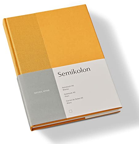 Semikolon 368720 Notizbuch Natural Affair A5 blanko - 176 Seiten, cremeweißes Papier - Lesezeichen - Golden Hour