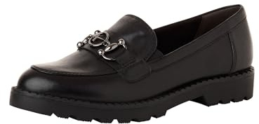 Tamaris Mocasines para Mujer de Piel, Cómodos, Negro, 37 EU