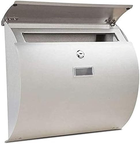 Briefkasten, Edelstahl, Wandmontage, Briefkasten, Briefkasten, A4, for den Außenbereich, abschließbar, wasserdicht, mit Zeitungshalter, Briefkasten